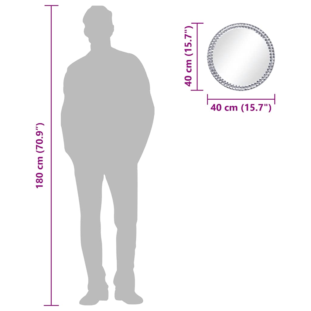 vidaXL Oglindă de perete, 40 cm, sticlă securizată