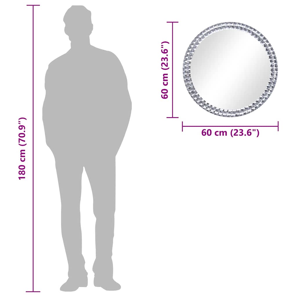 vidaXL Oglindă de perete, 60 cm, sticlă securizată vidaXL Oglindă de perete, 60 cm, sticlă securizată