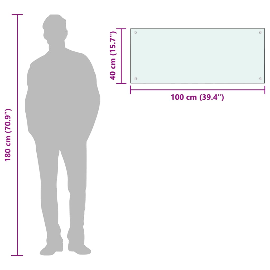 vidaXL Panou antistropi de bucătărie, alb, 100x40 cm sticlă securizată vidaXL Panou antistropi de bucătărie, alb, 100x40 cm sticlă securizată