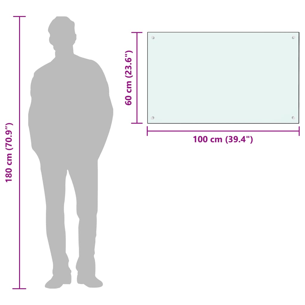 vidaXL Panou antistropi de bucătărie, alb, 100x60 cm sticlă securizată vidaXL Panou antistropi de bucătărie, alb, 100x60 cm sticlă securizată