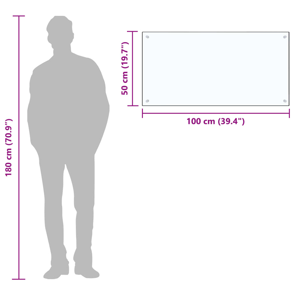 vidaXL Panou antistropi bucătărie transparent 100x50cm sticlă securiz. vidaXL Panou antistropi bucătărie transparent 100x50cm sticlă securiz.