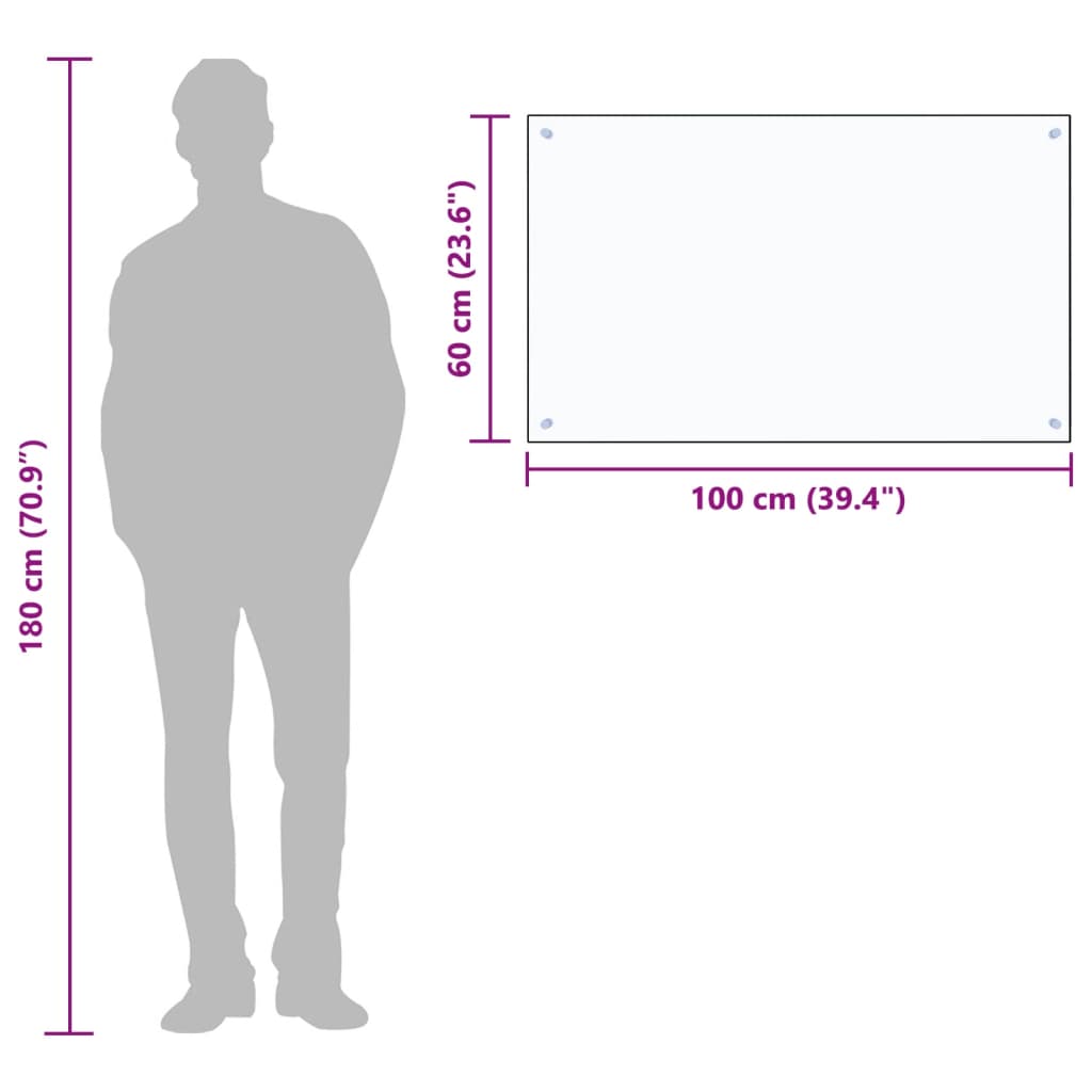 vidaXL Panou antistropi bucătărie transparent 100x60cm sticlă securiz. vidaXL Panou antistropi bucătărie transparent 100x60cm sticlă securiz.