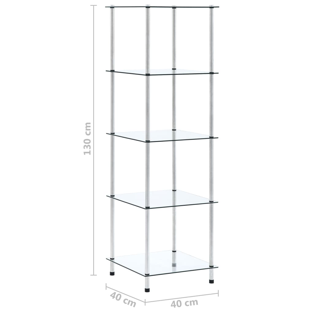 vidaXL Raft cu 5 niveluri transparent, 40x40x130 cm, sticlă securizată