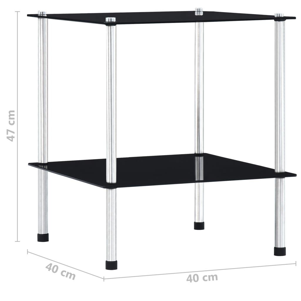 vidaXL Raft cu 2 niveluri, negru, 40 x 40 x 47 cm, sticlă securizată vidaXL Raft cu 2 niveluri, negru, 40 x 40 x 47 cm, sticlă securizată