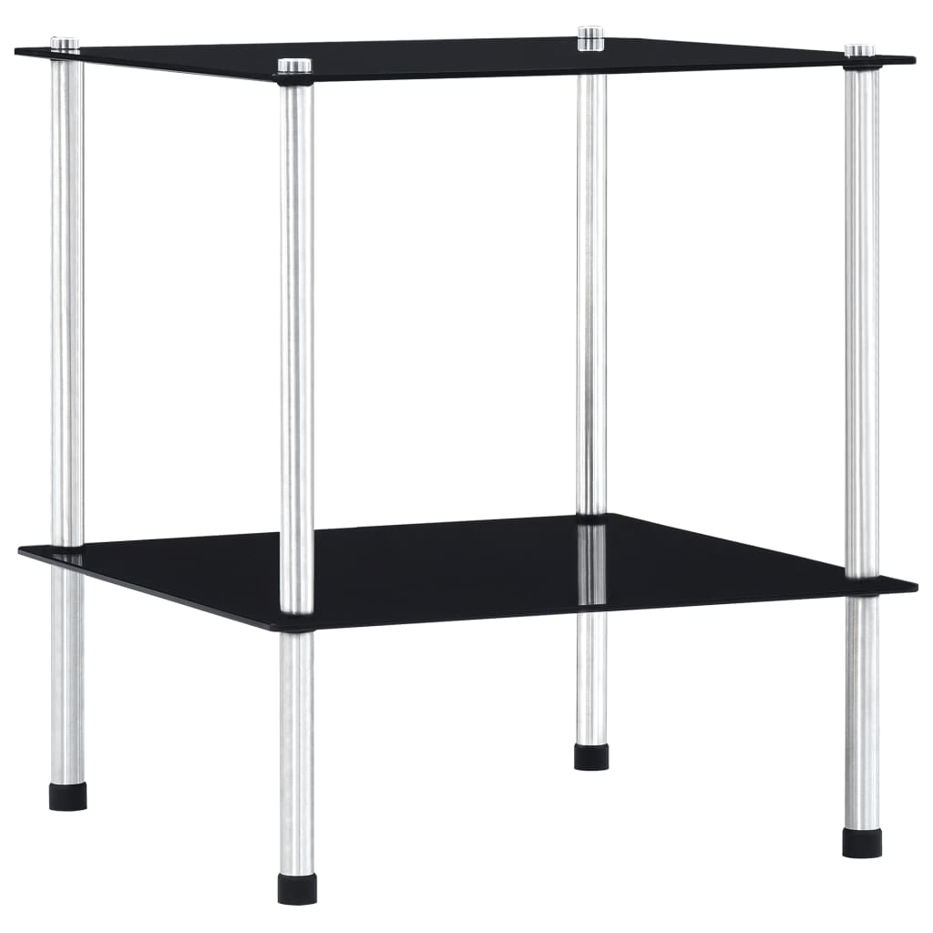 vidaXL Raft cu 2 niveluri, negru, 40 x 40 x 47 cm, sticlă securizată vidaXL Raft cu 2 niveluri, negru, 40 x 40 x 47 cm, sticlă securizată