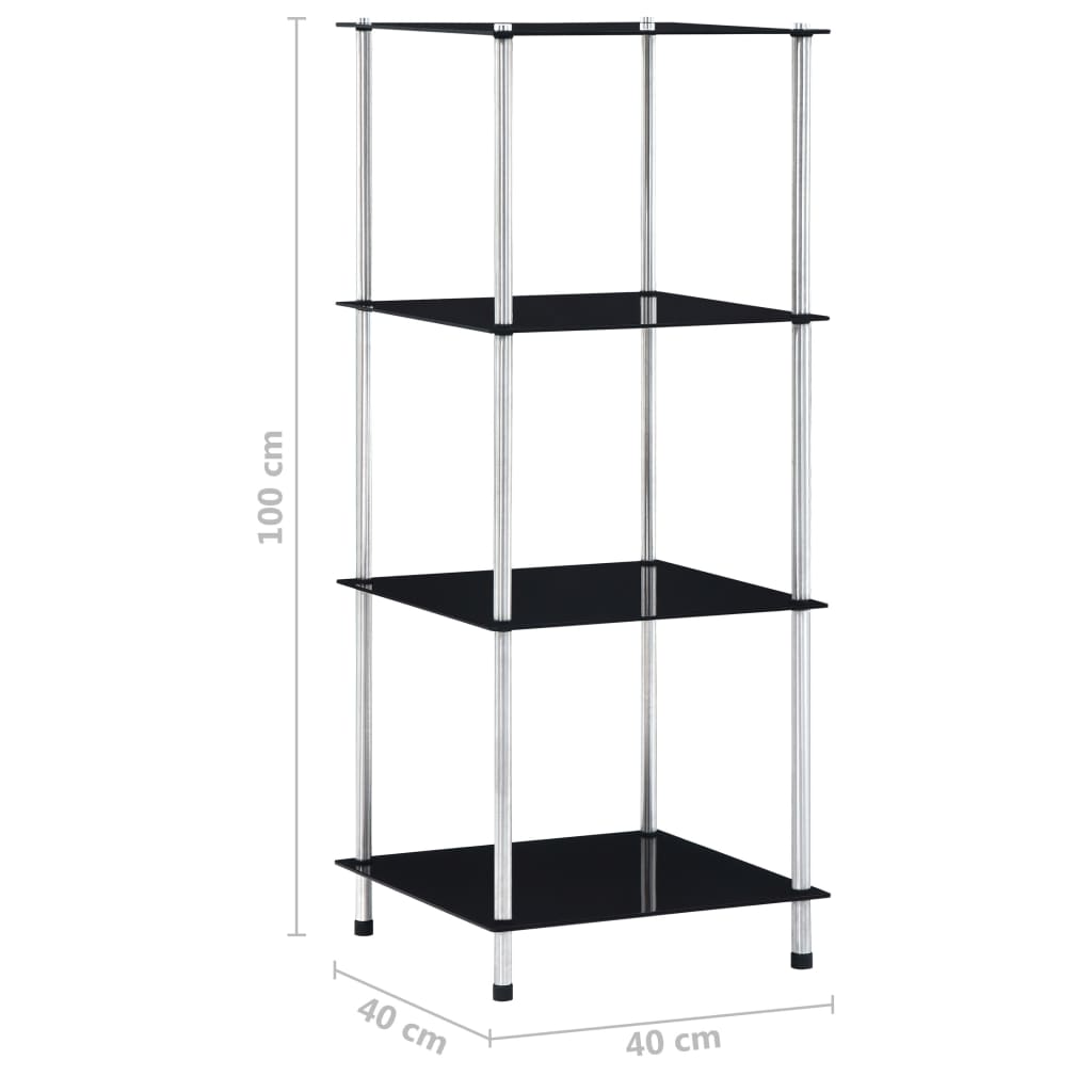 vidaXL Raft cu 4 niveluri, negru, 40 x 40 x 100 cm, sticlă securizată