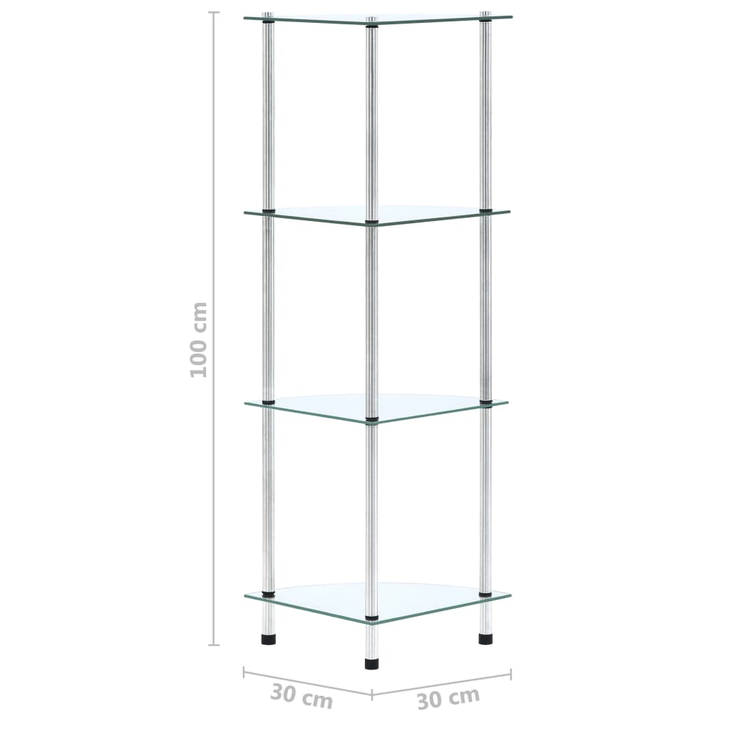 vidaXL Raft cu 4 niveluri transparent, 30x30x100 cm, sticlă securizată