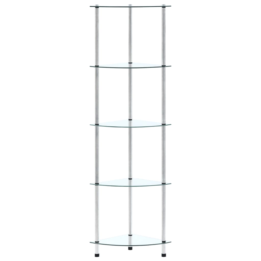 vidaXL Raft cu 5 niveluri transparent, 30x30x130 cm, sticlă securizată