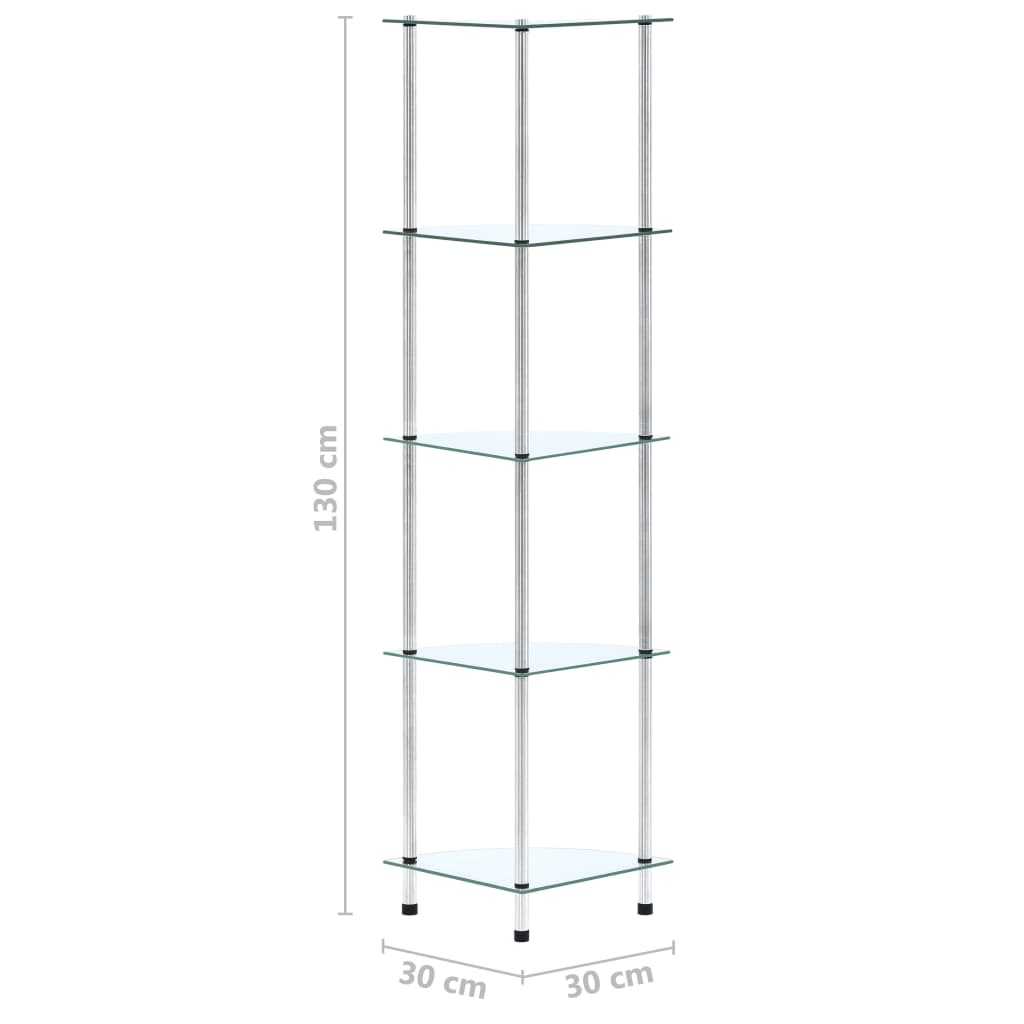 vidaXL Raft cu 5 niveluri transparent, 30x30x130 cm, sticlă securizată