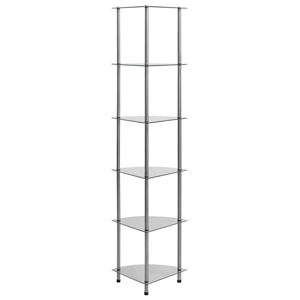 vidaXL Raft cu 6 niveluri transparent, 30x30x160 cm, sticlă securizată
