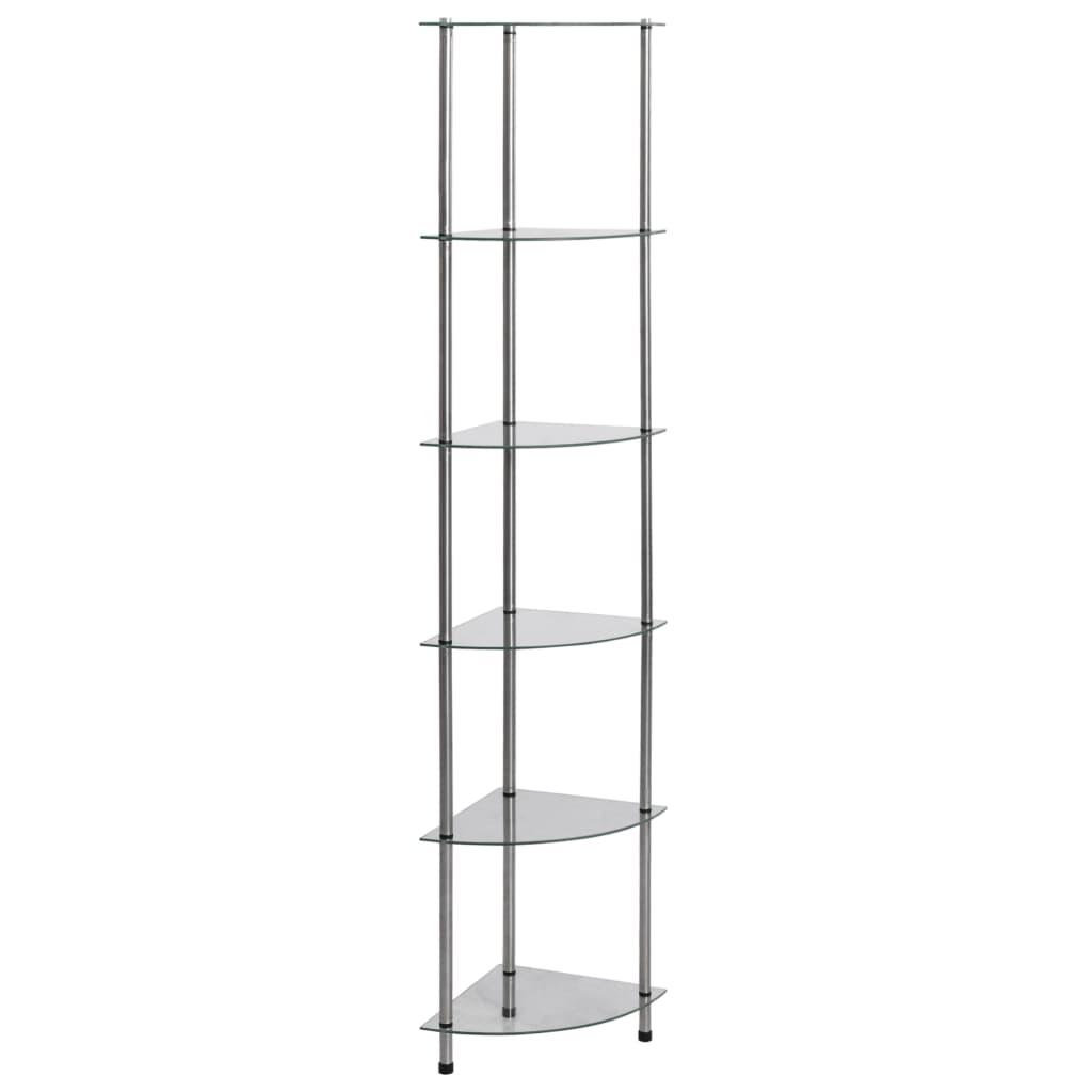 vidaXL Raft cu 6 niveluri transparent, 30x30x160 cm, sticlă securizată