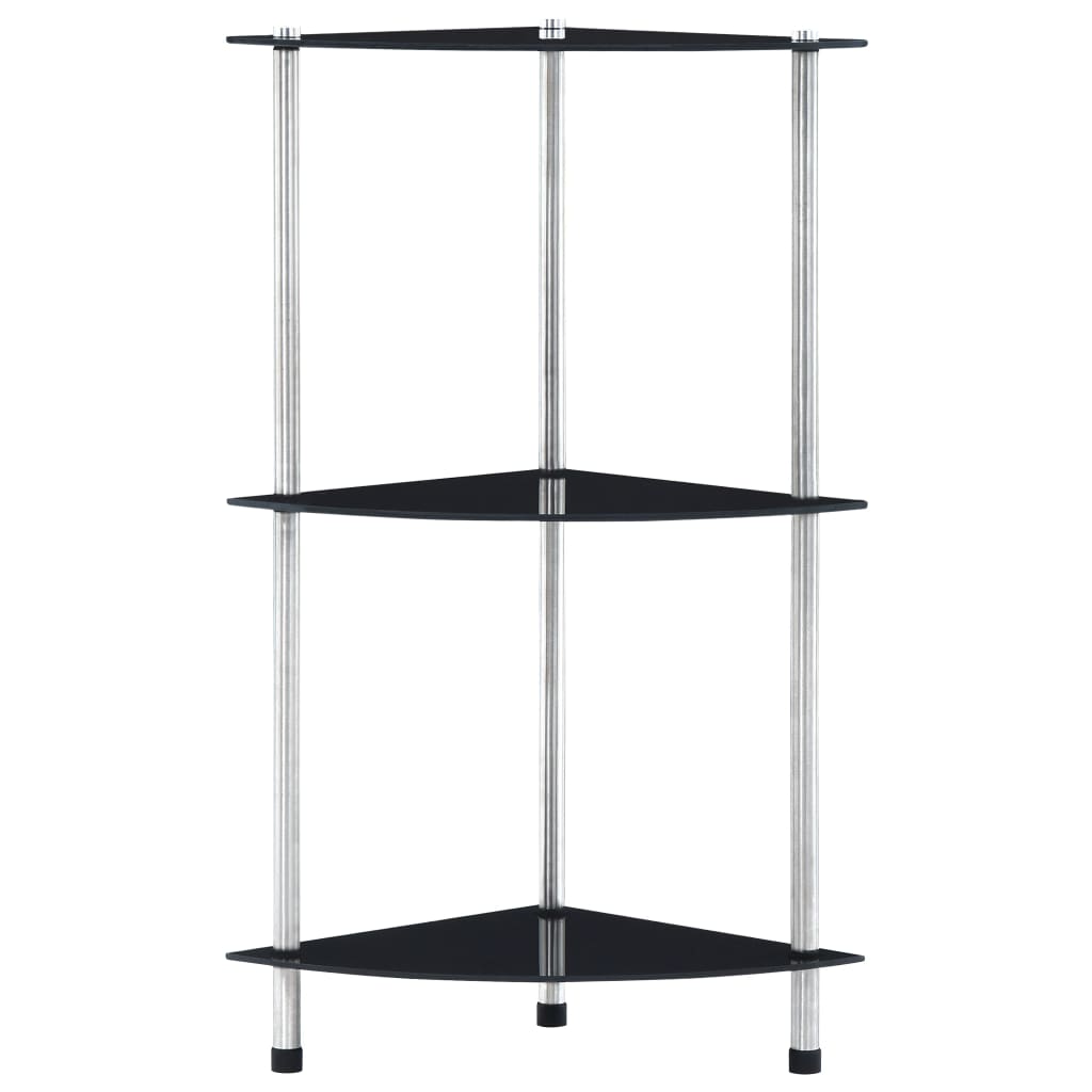 vidaXL Raft cu 3 niveluri, negru, 30 x 30 x 67 cm, sticlă securizată vidaXL Raft cu 3 niveluri, negru, 30 x 30 x 67 cm, sticlă securizată
