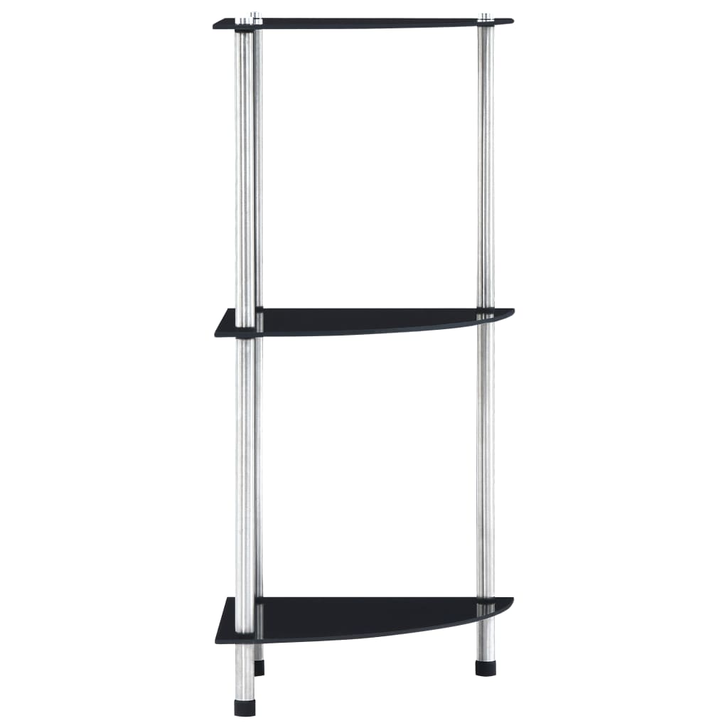 vidaXL Raft cu 3 niveluri, negru, 30 x 30 x 67 cm, sticlă securizată vidaXL Raft cu 3 niveluri, negru, 30 x 30 x 67 cm, sticlă securizată