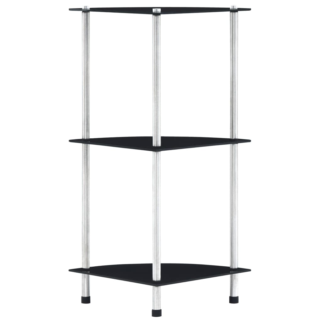 vidaXL Raft cu 3 niveluri, negru, 30 x 30 x 67 cm, sticlă securizată vidaXL Raft cu 3 niveluri, negru, 30 x 30 x 67 cm, sticlă securizată
