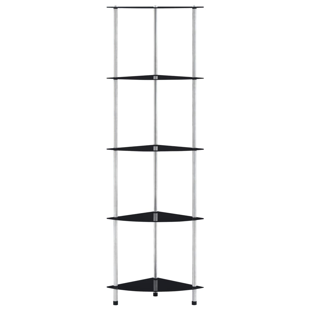 vidaXL Raft cu 5 niveluri, negru, 30 x 30 x 130 cm, sticlă securizată