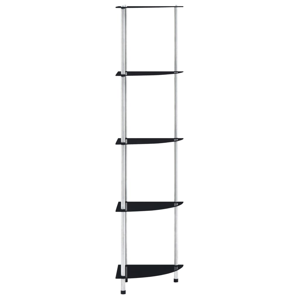 vidaXL Raft cu 5 niveluri, negru, 30 x 30 x 130 cm, sticlă securizată