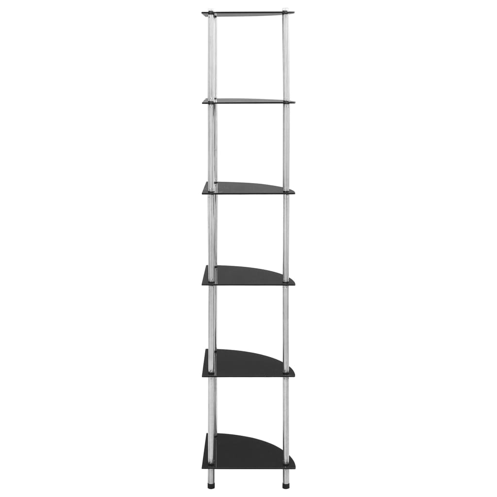 vidaXL Raft cu 6 niveluri, negru, 30 x 30 x 160 cm, sticlă securizată