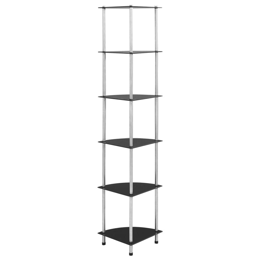 vidaXL Raft cu 6 niveluri, negru, 30 x 30 x 160 cm, sticlă securizată