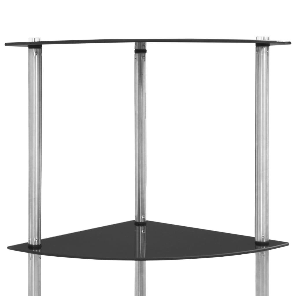 vidaXL Raft cu 6 niveluri, negru, 30 x 30 x 160 cm, sticlă securizată
