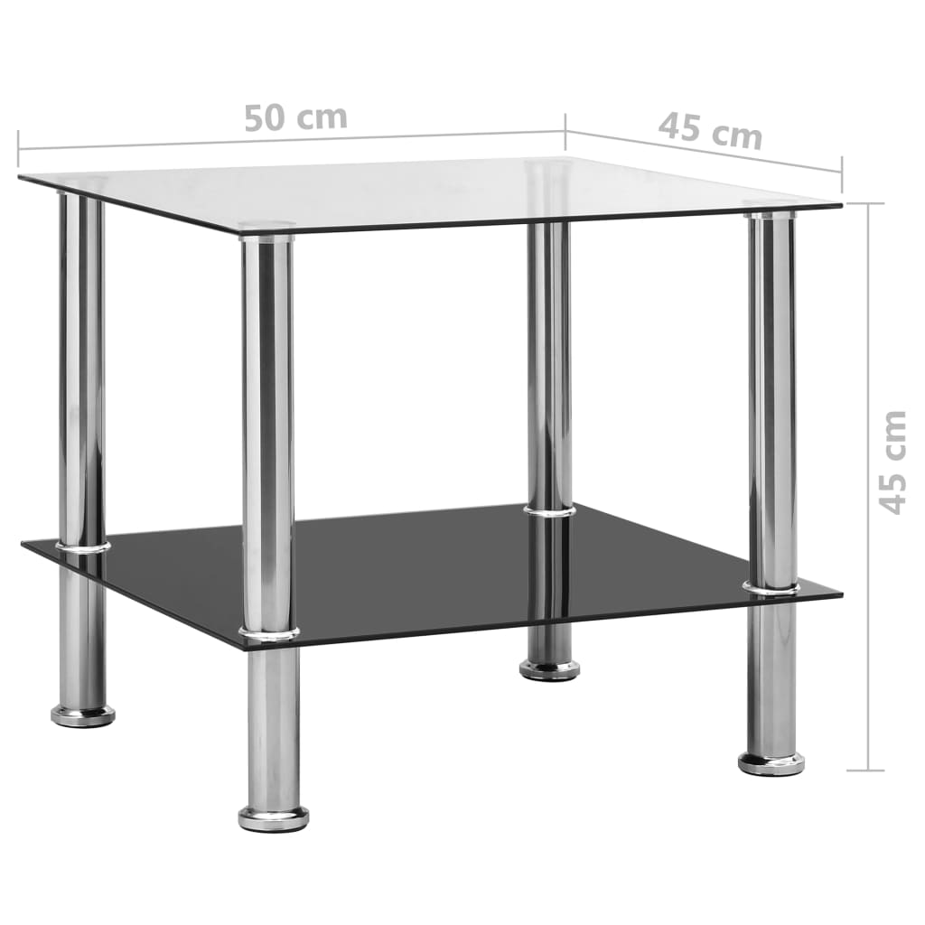 vidaXL Masă laterală, transparent, 45 x 50 x 45 cm, sticlă securizată vidaXL Masă laterală, transparent, 45 x 50 x 45 cm, sticlă securizată