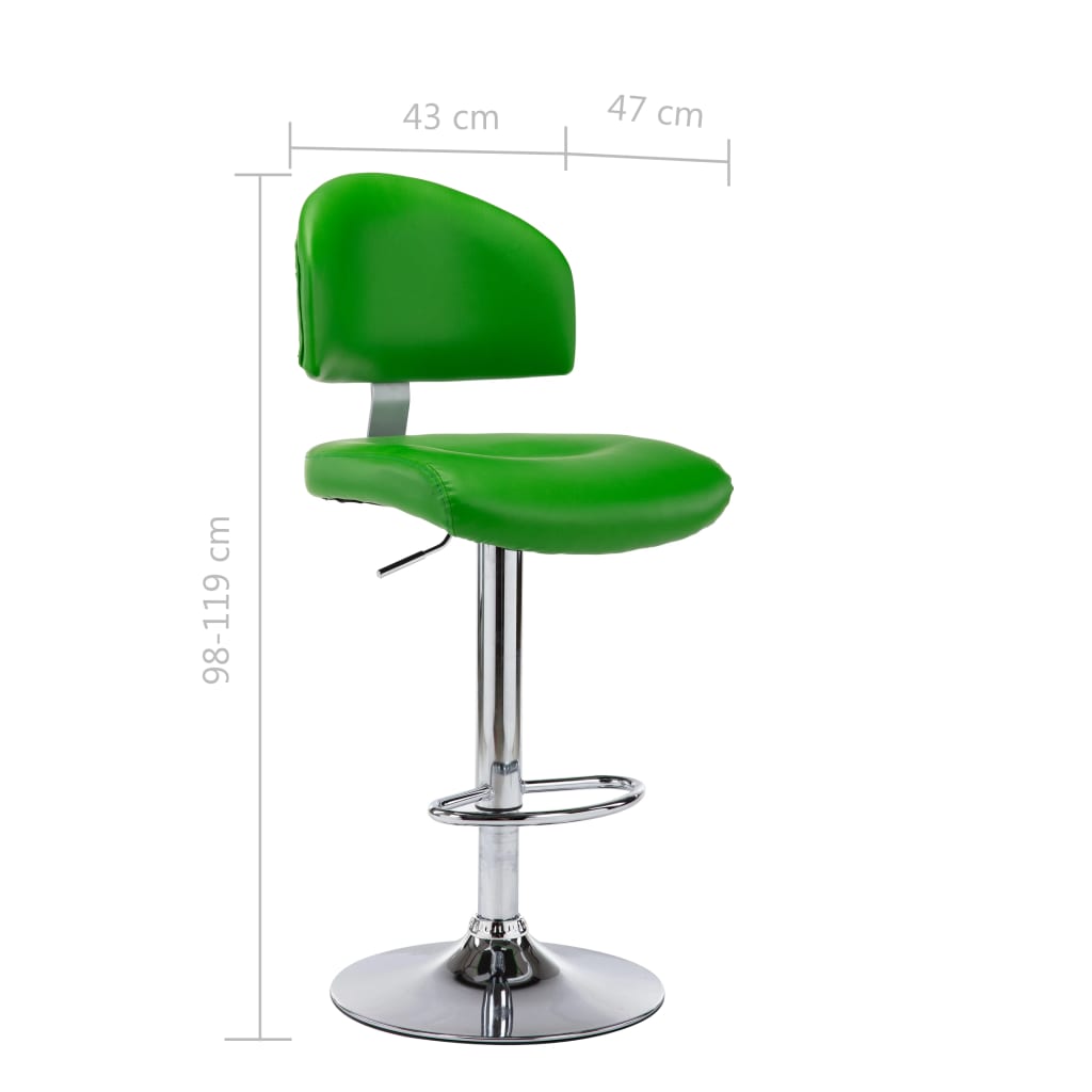 vidaXL Scaun de bar, verde, piele ecologică