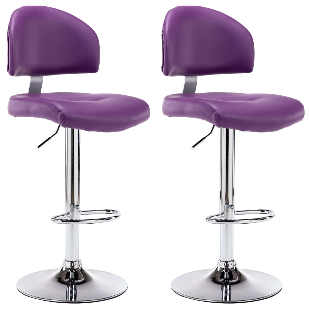 vidaXL Scaune de bar, 2 buc., violet, piele ecologică