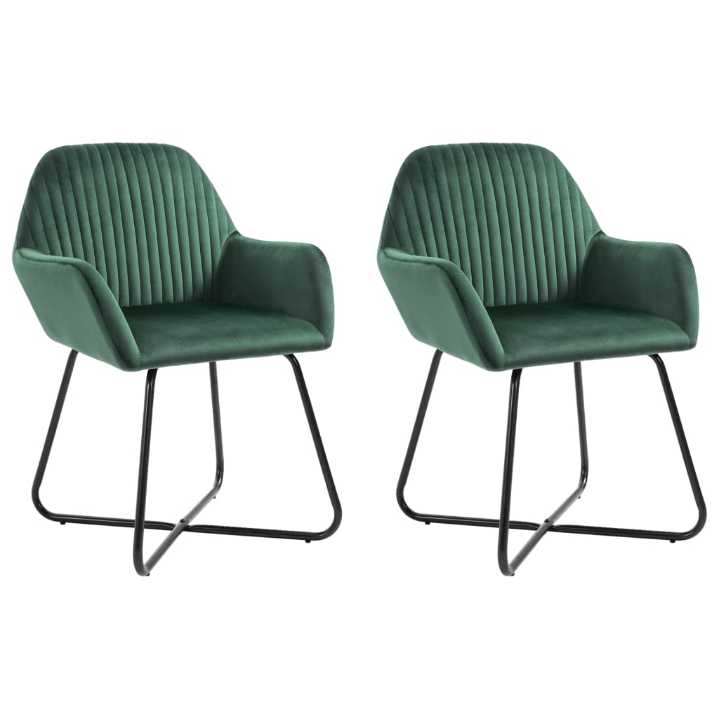 vidaXL Scaune de sufragerie, 2 buc., verde, catifea vidaXL Scaune de sufragerie, 2 buc., verde, catifea