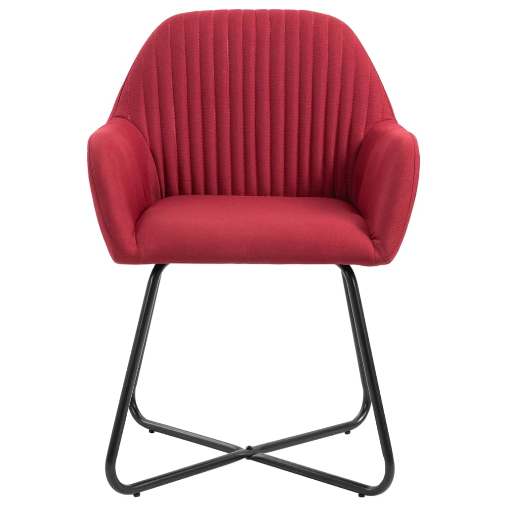 vidaXL Scaune de bucătărie, 2 buc., roșu vin, material textil