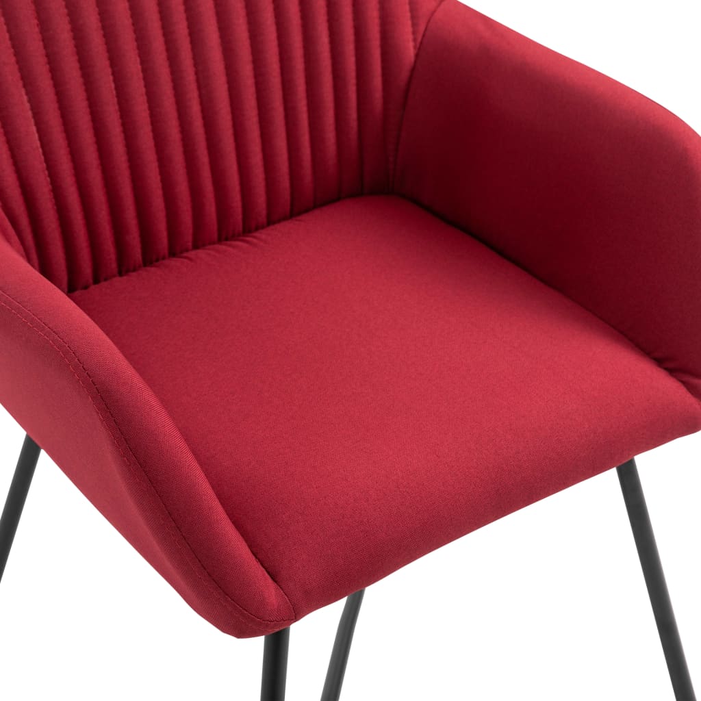 vidaXL Scaune de bucătărie, 2 buc., roșu vin, material textil