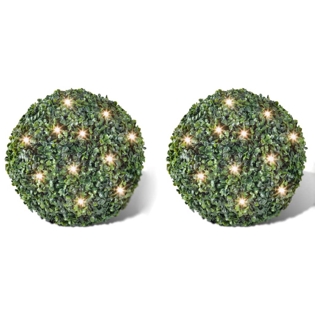 Arbuști de buxus artificiali, 35 cm, cu șir de LED-uri solare, 2 buc Arbuști de buxus artificiali, 35 cm, cu șir de LED-uri solare, 2 buc
