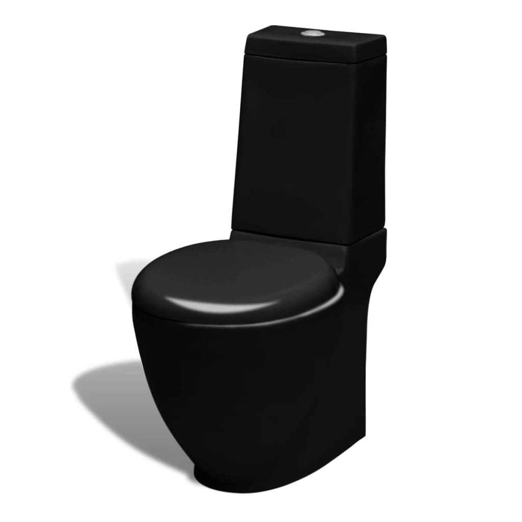 vidaXL Set de toaletă & bideu, negru, ceramică vidaXL Set de toaletă & bideu, negru, ceramică