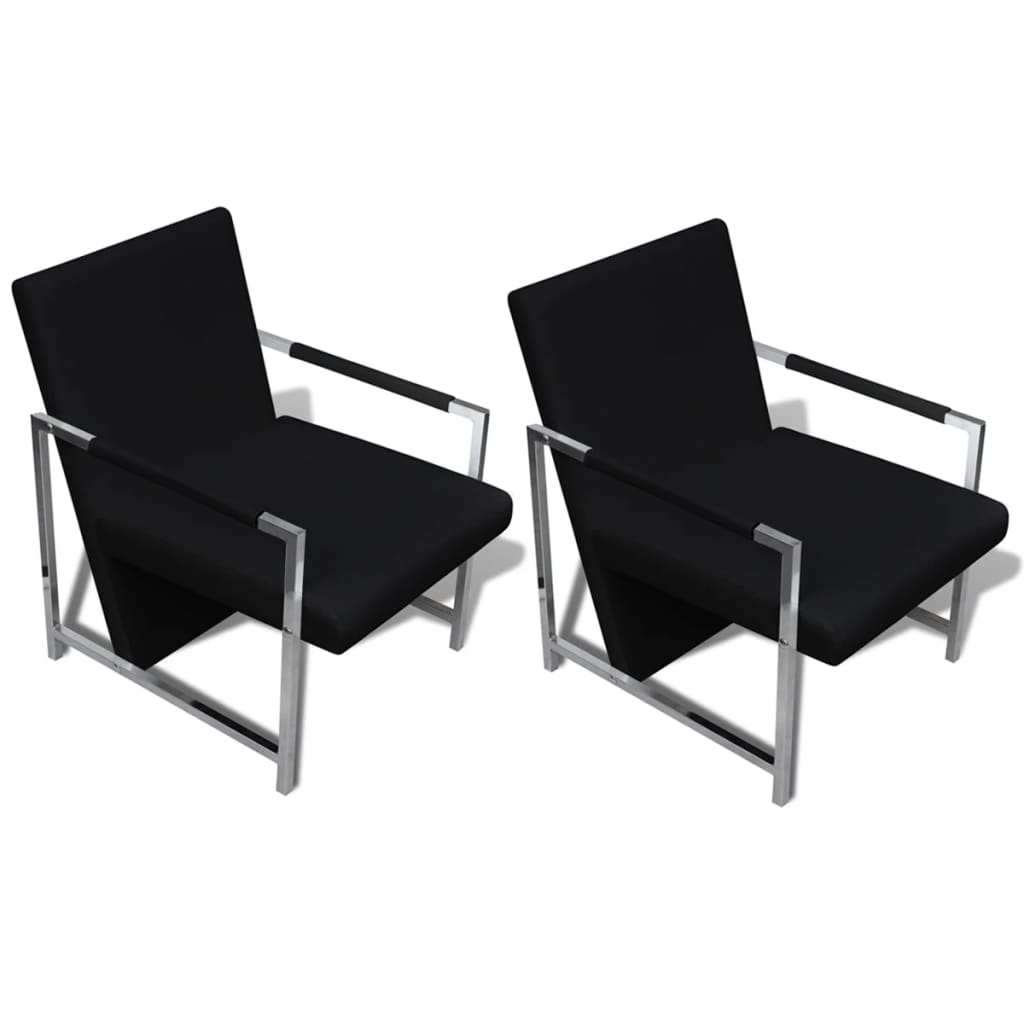 vidaXL Fotolii, 2 buc., cadru cromat, negru, piele ecologică vidaXL Fotolii, 2 buc., cadru cromat, negru, piele ecologică