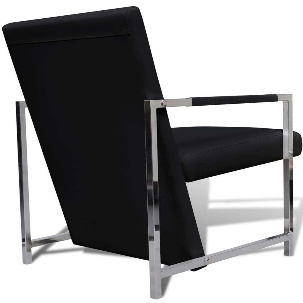vidaXL Fotolii, 2 buc., cadru cromat, negru, piele ecologică vidaXL Fotolii, 2 buc., cadru cromat, negru, piele ecologică