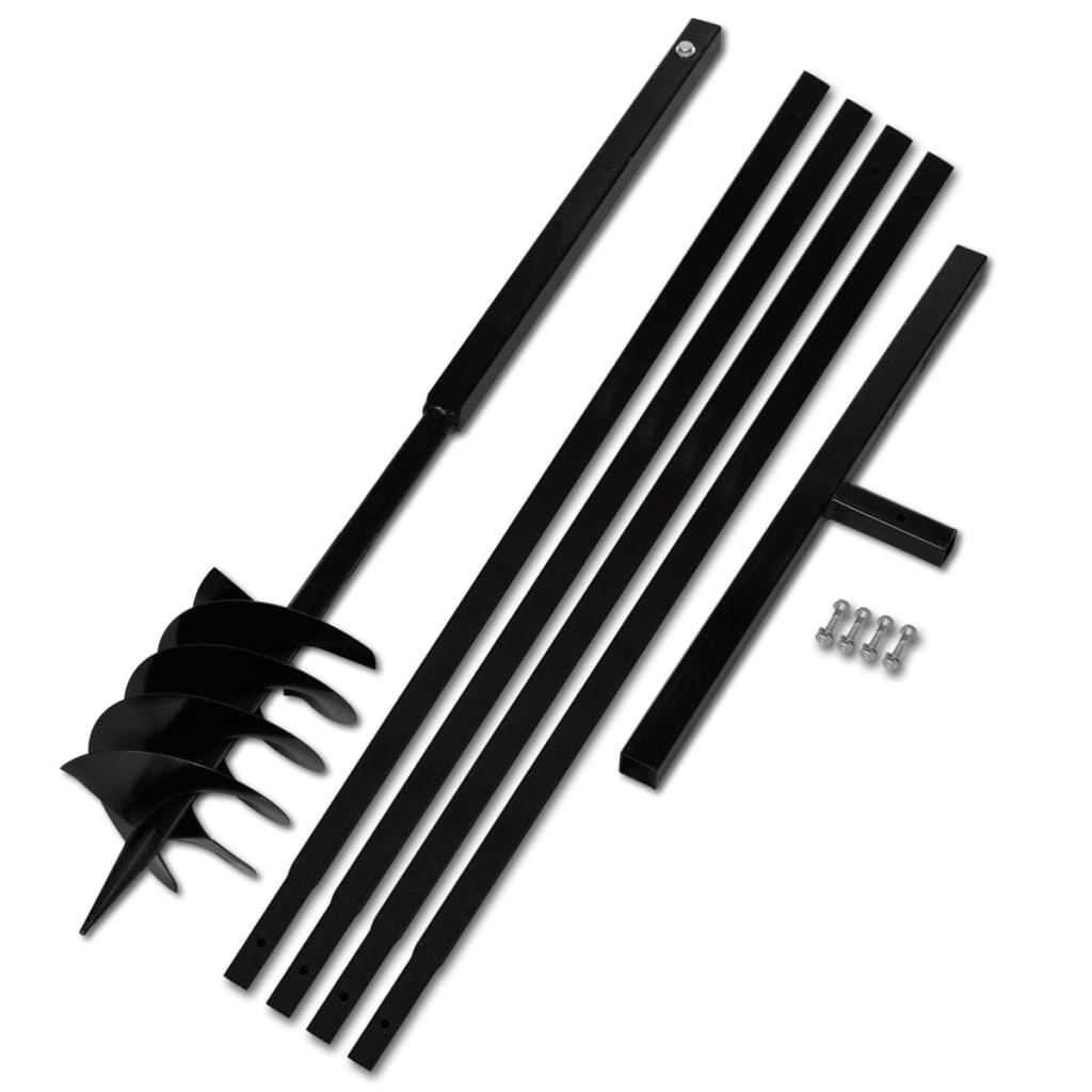 Burghiu de sol cu mâner 180 mm cu tub prelungitor 5 m, oțel Burghiu de sol cu mâner 180 mm cu tub prelungitor 5 m, oțel