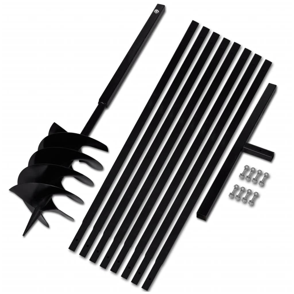 Burghiu de sol cu mâner 200 mm cu tub prelungitor 9 m, oțel Burghiu de sol cu mâner 200 mm cu tub prelungitor 9 m, oțel