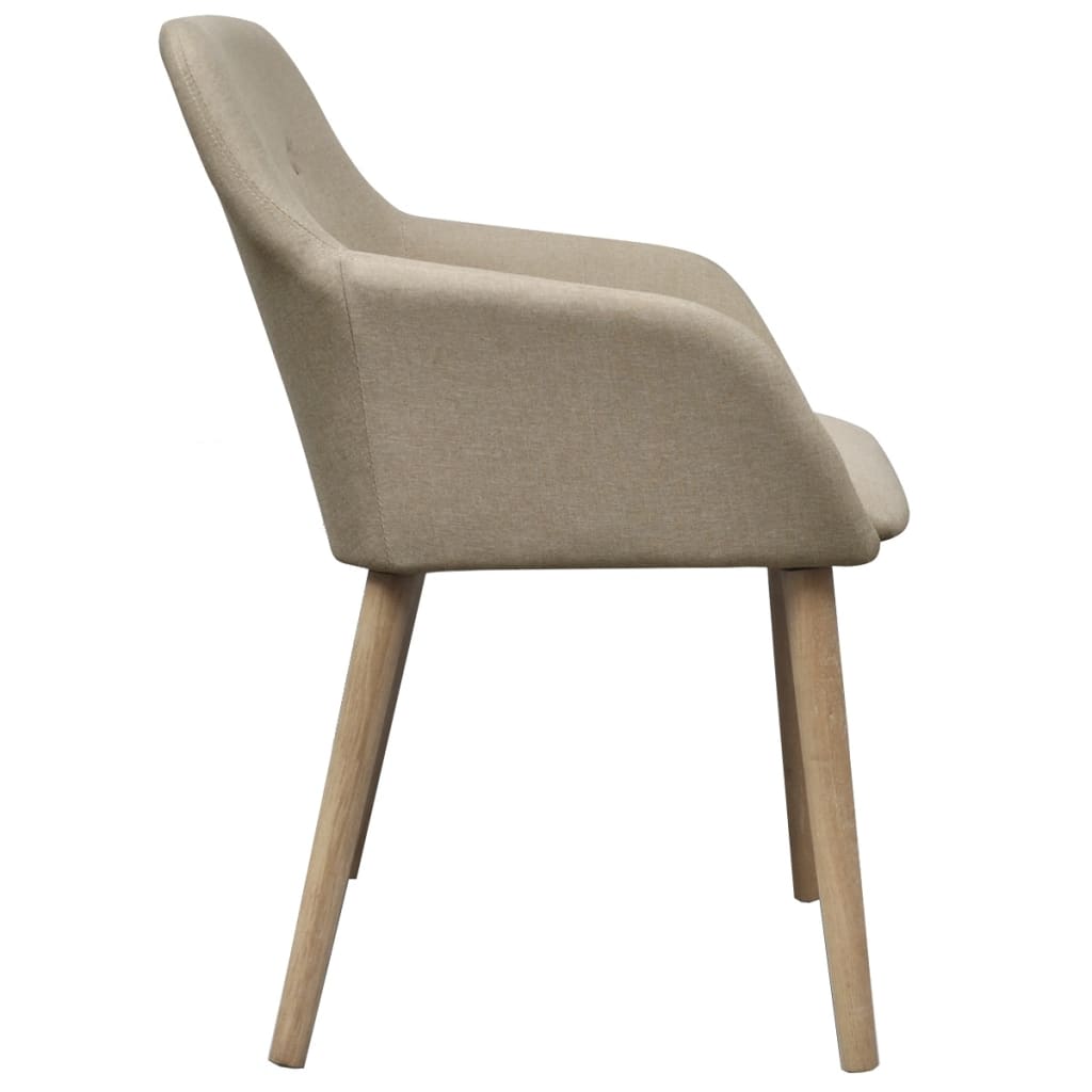 vidaXL Scaune de bucătărie, 4 buc, bej, textil & lemn de stejar masiv vidaXL Scaune de bucătărie, 4 buc, bej, textil & lemn de stejar masiv