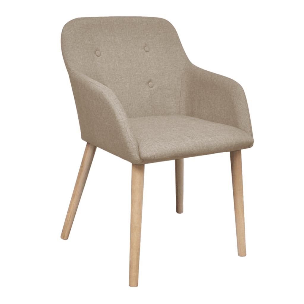 vidaXL Scaune de bucătărie, 6 buc, bej, textil & lemn masiv de stejar vidaXL Scaune de bucătărie, 6 buc, bej, textil & lemn masiv de stejar