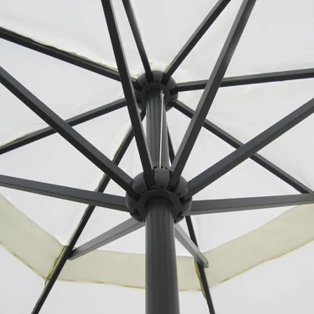 vidaXL Umbrelă de soare de grădină din aluminiu cu bază portabilă, alb