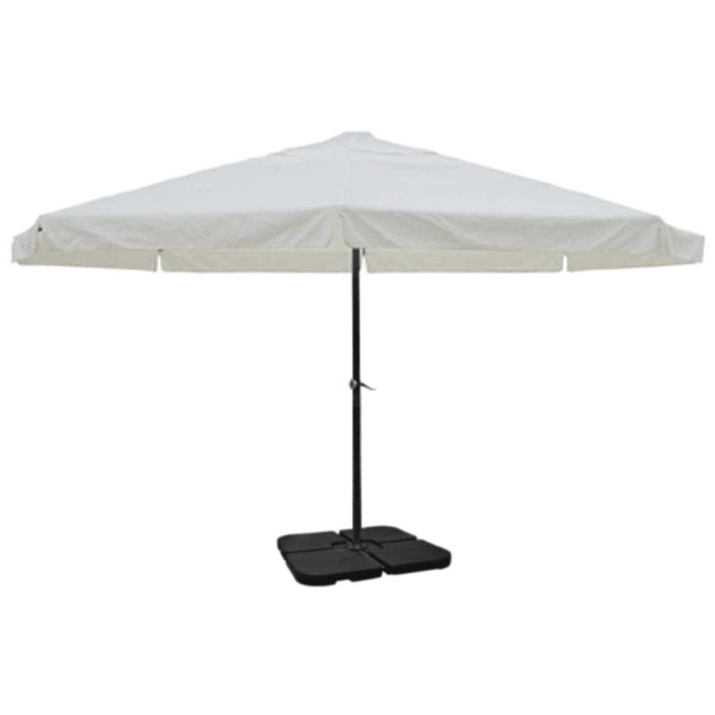 vidaXL Umbrelă de soare de grădină din aluminiu cu bază portabilă, alb