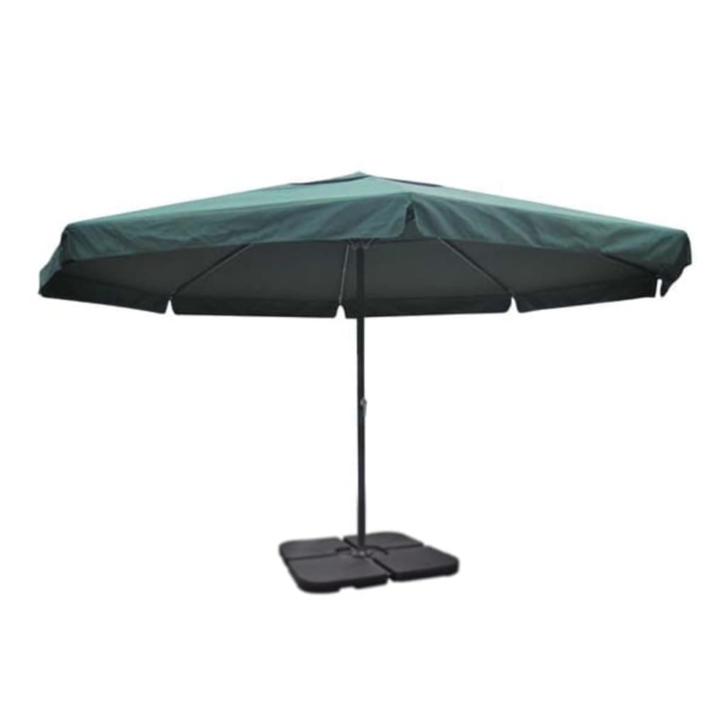 vidaXL Umbrelă de soare de grădină din aluminiu, bază portabilă, verde vidaXL Umbrelă de soare de grădină din aluminiu, bază portabilă, verde