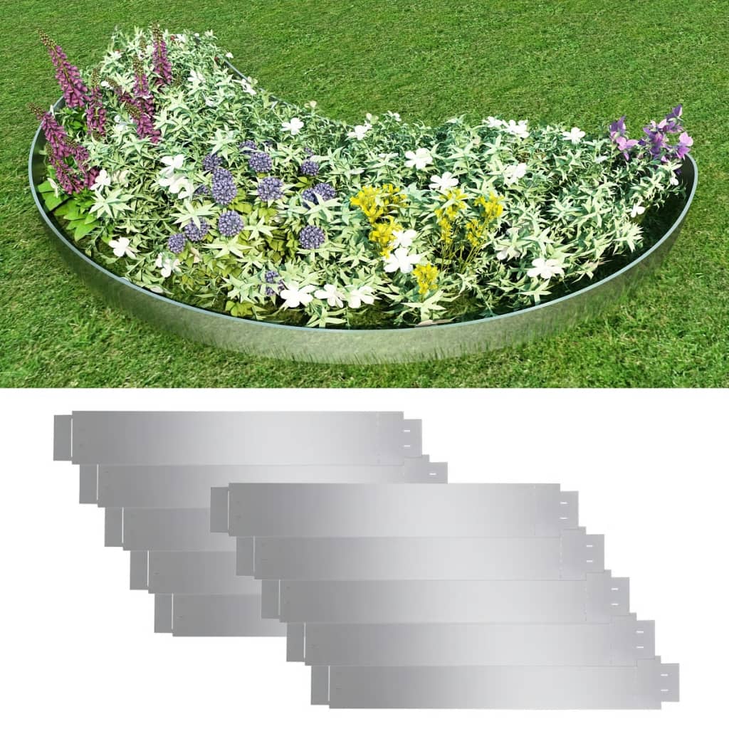 vidaXL Set gard gazon plăci flexibile 10 buc. 100x14 cm oțel zincat vidaXL Set gard gazon plăci flexibile 10 buc. 100x14 cm oțel zincat