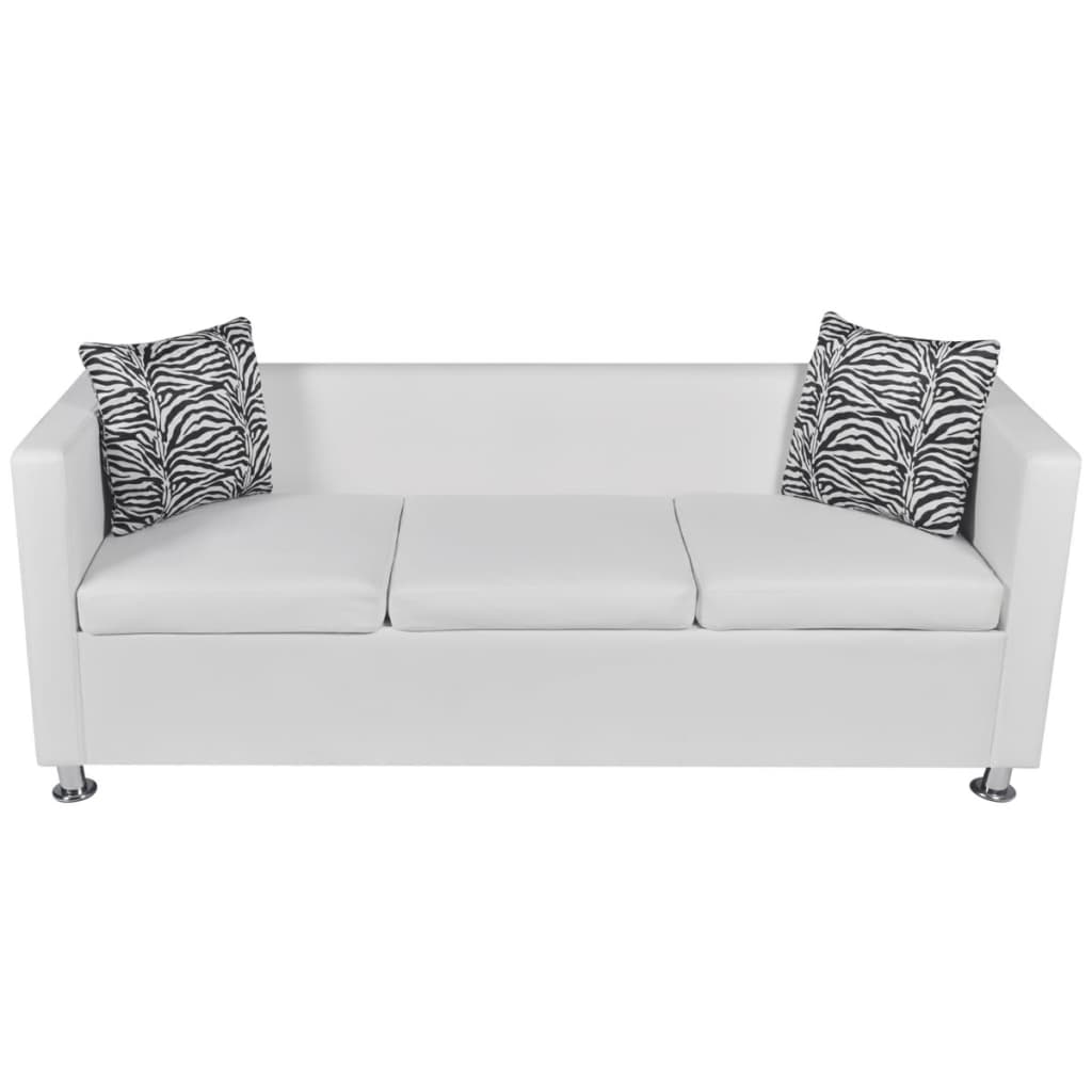 vidaXL Set canapele 3 locuri și 2 locuri, alb, piele artificială vidaXL Set canapele 3 locuri și 2 locuri, alb, piele artificială