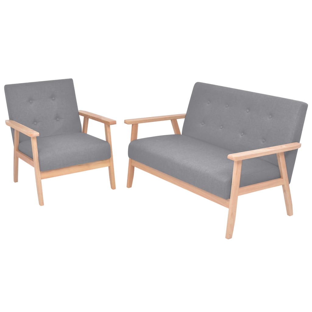 vidaXL Set cu canapea, 2 piese, material textil, gri deschis vidaXL Set cu canapea, 2 piese, material textil, gri deschis