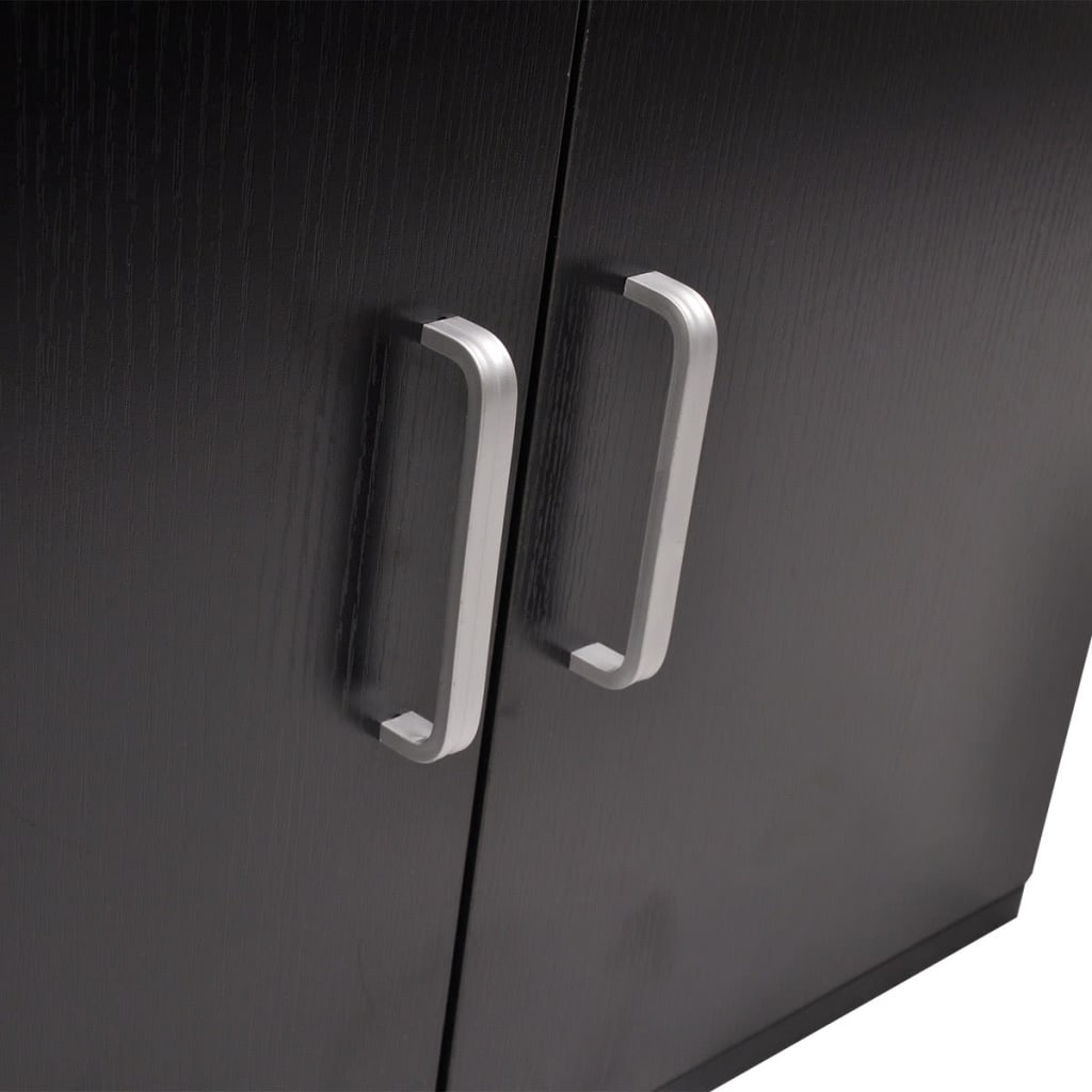 vidaXL Set mobilier baie format din 3 piese cu chiuvetă inclusă, Negru vidaXL Set mobilier baie format din 3 piese cu chiuvetă inclusă, Negru