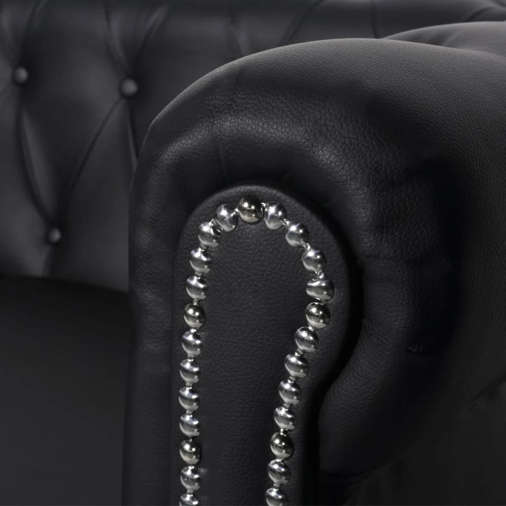 vidaXL Canapea Chesterfield cu 2 și 3 locuri, piele artificială, negru vidaXL Canapea Chesterfield cu 2 și 3 locuri, piele artificială, negru