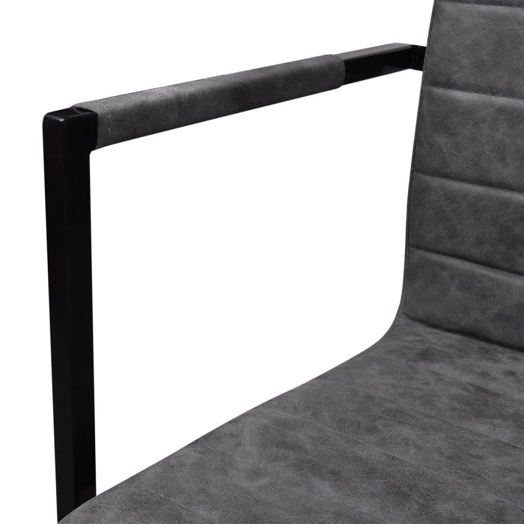 vidaXL Scaune de bucătărie cantilever, 4 buc., gri, piele ecologică vidaXL Scaune de bucătărie cantilever, 4 buc., gri, piele ecologică