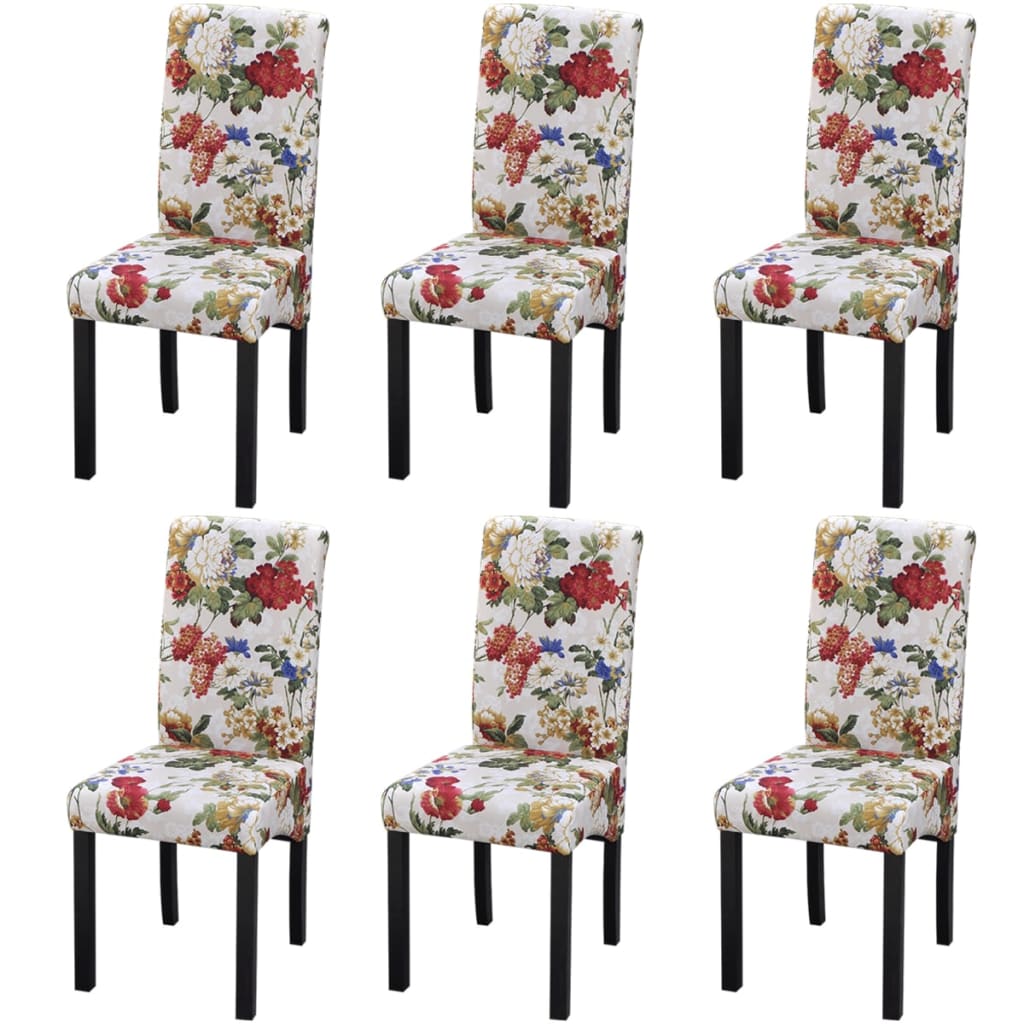 vidaXL Scaune de bucătărie, 6 buc., multicolor, material textil vidaXL Scaune de bucătărie, 6 buc., multicolor, material textil