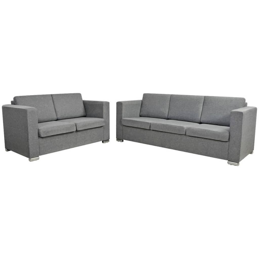 vidaXL Set canapele, 2 piese, gri deschis, material textil