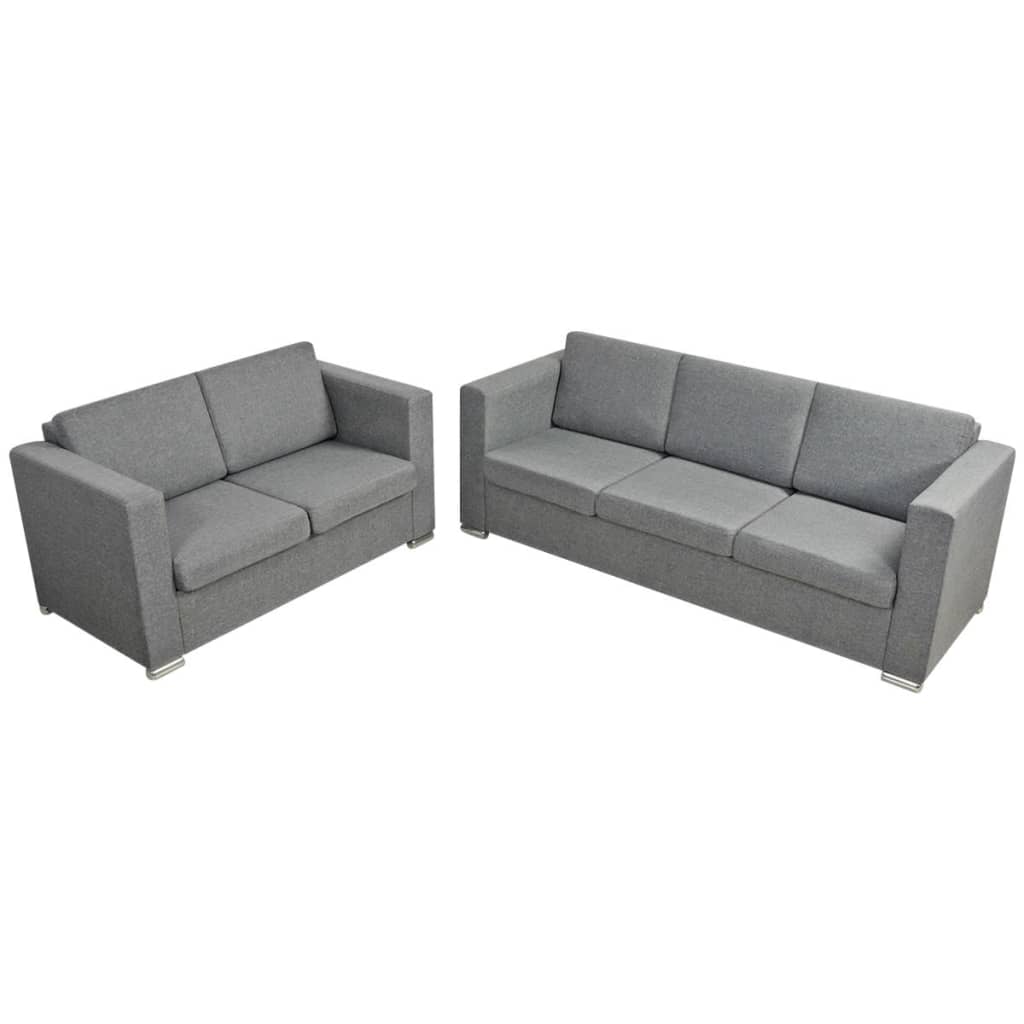 vidaXL Set canapele, 2 piese, gri deschis, material textil