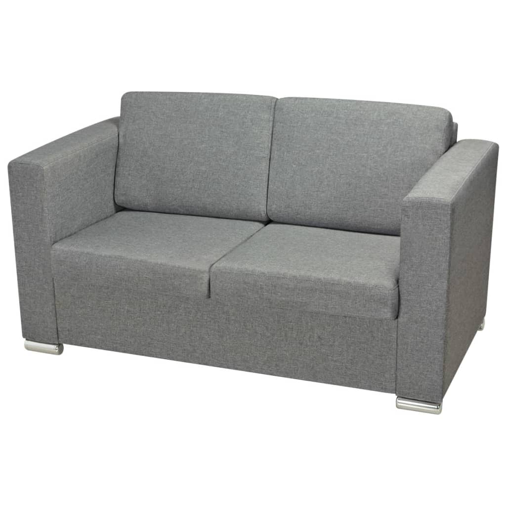 vidaXL Set canapele, 2 piese, gri deschis, material textil